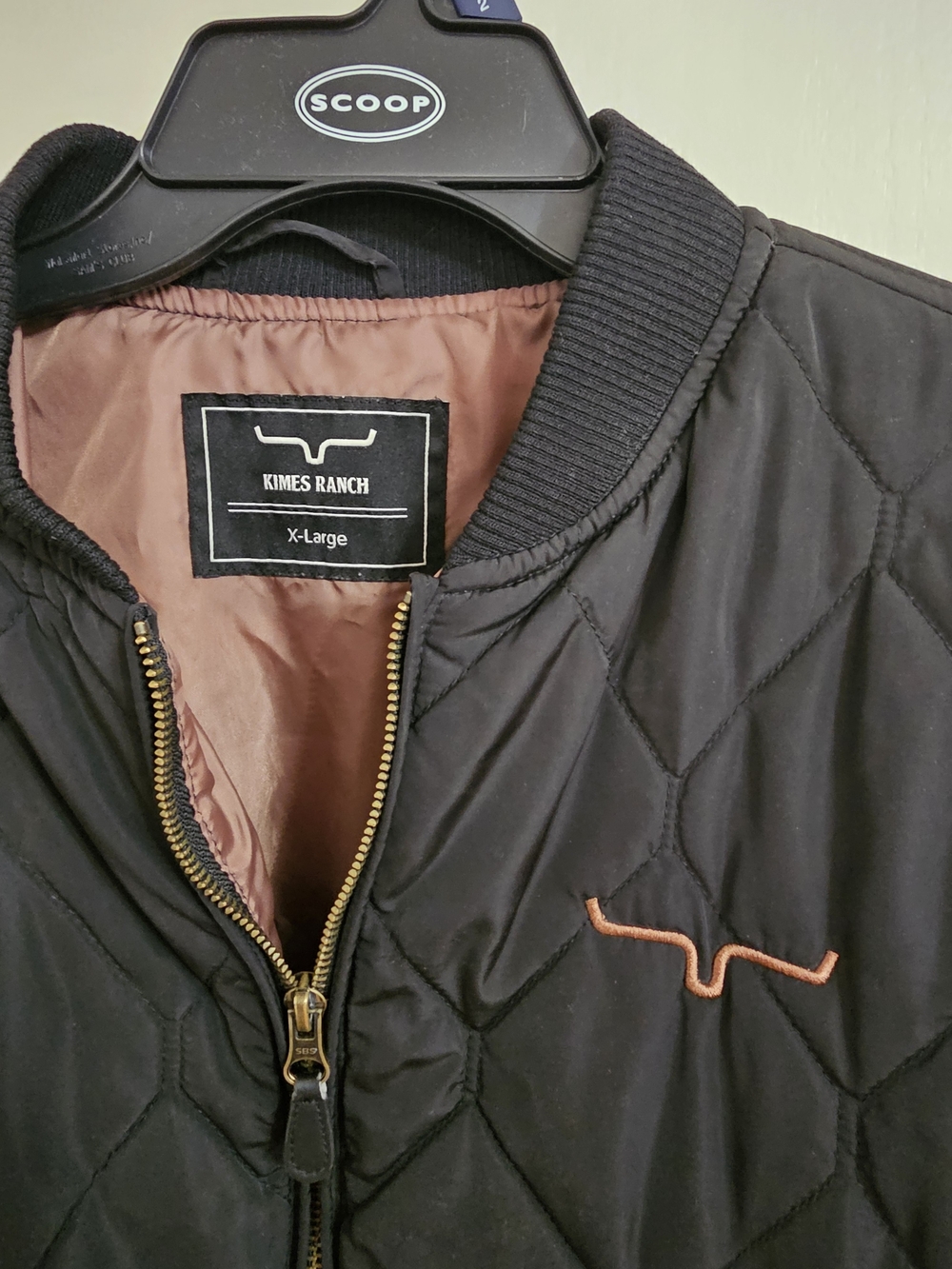 Kimes Ranch Black Quilted Puffer Jacket with Brown Accent - Picture 2 of 5